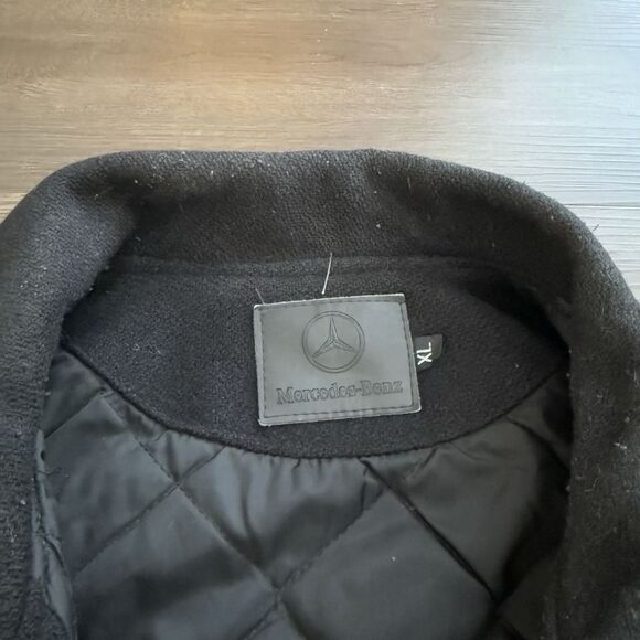 Vintage Mercedes Benz Men's SZ XL Black Varsity Jacket Wool Leather HTF - Picture 8 of 9